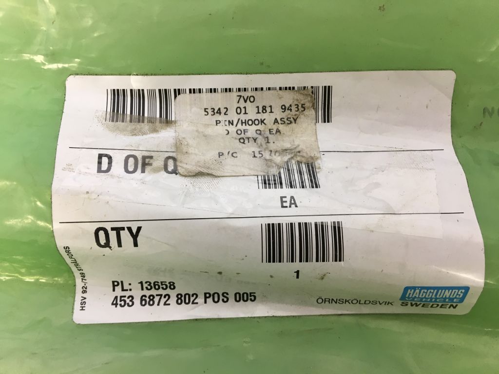 Hagglund Military Vehicle Pin and Hook/Stay 453 6872 802 - Image 2